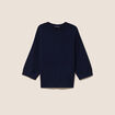 Pull droit col rond manches 3/4 bleu marine femme