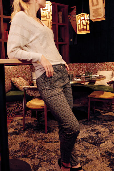 Pantalon ajusté noir femme