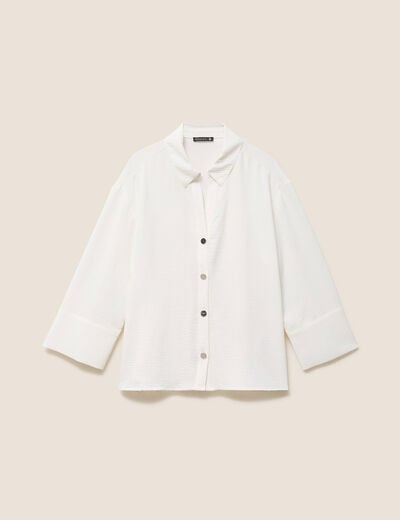 Chemise col chemise manches 3/4 ecru femme