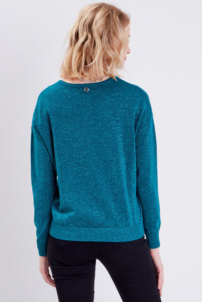 Pull manches longues vert foncé femme