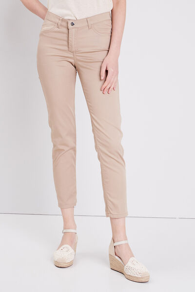 Pantalon réversible confortable beige femme