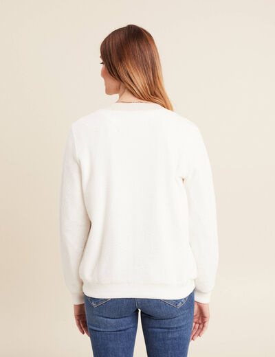 Veste réversible brodée ecru femme