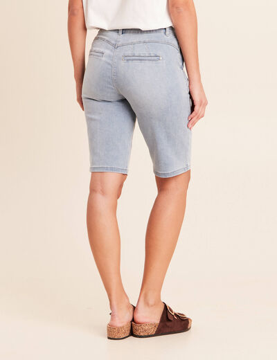 Bermuda ajust&eacute; denim double stone femme