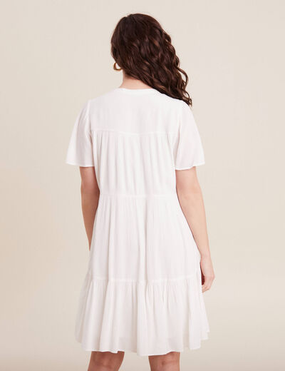 Robe évasée oeillets et clous ecru femme