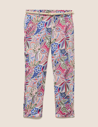 Pantalon coupe chino en lin mauve femme