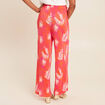 Pantalon coupe large taille haute pliss&eacute; rouge femme