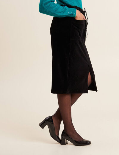 Jupe droite velours noir femme