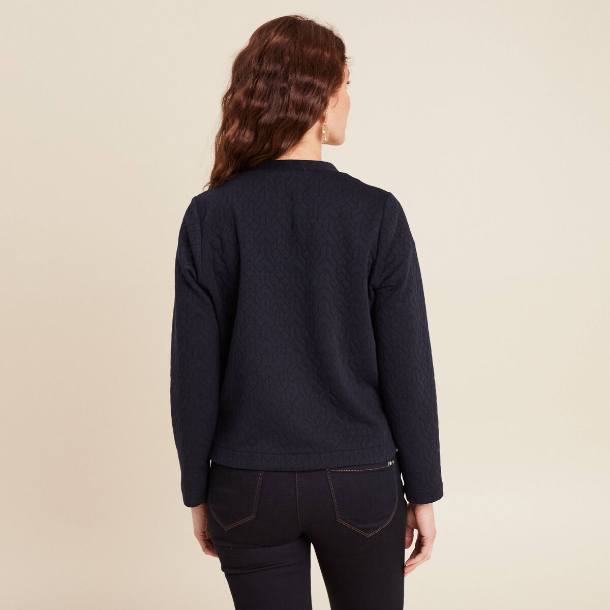 Gilet manches longues bleu foncé femme