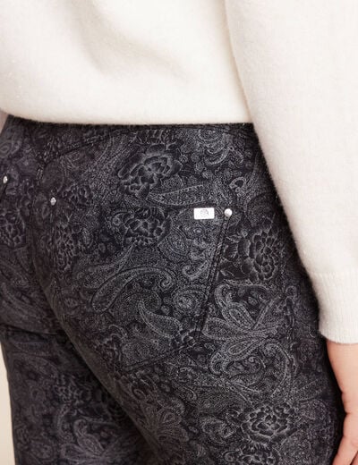 Pantalon coupe ajust&eacute;e enduit gris acier femme