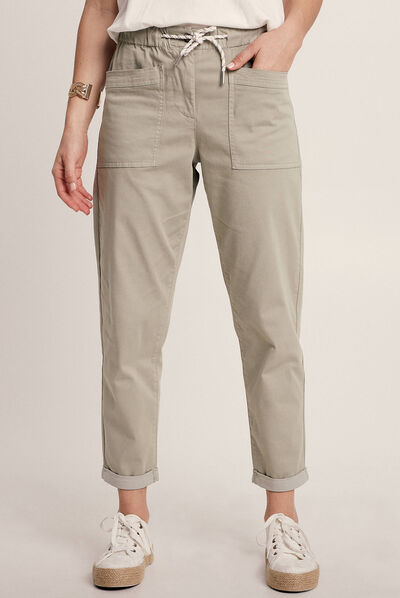 Pantalon flou à coulisse vert clair femme