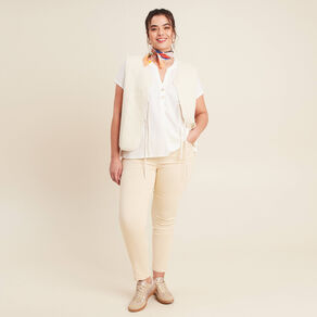 Pantalon léger taille standard 7/8ème ivoire femme