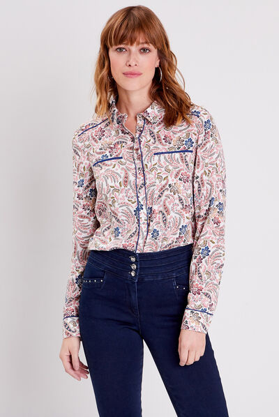 Chemise manches longues ecru femme