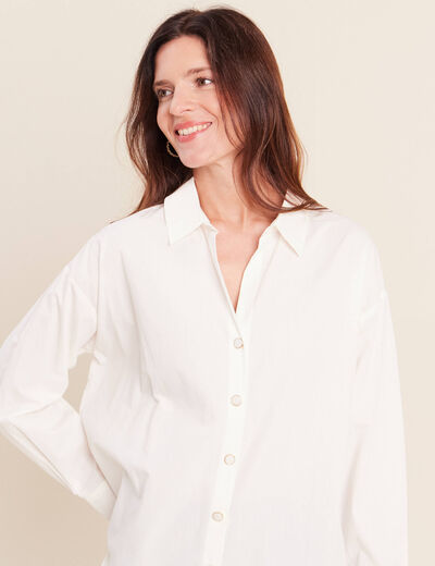 Chemise ample manches longues ecru femme