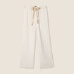 Pantalon large fluide ceinturé ivoire femme