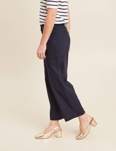 Pantalon large 7/8ème bleu foncé femme