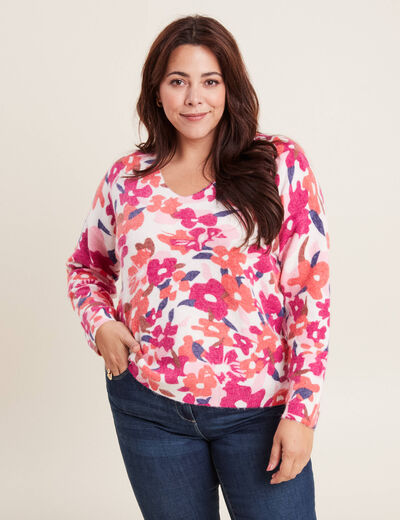 Pull manches longues blanc femme