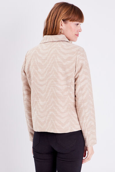 Veste droite boutonnée beige femme