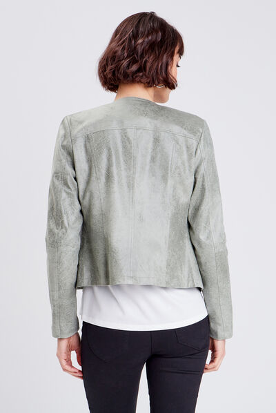 Veste droite zippée vert clair femme