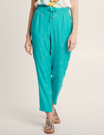 Pantalon flou fluide vert femme