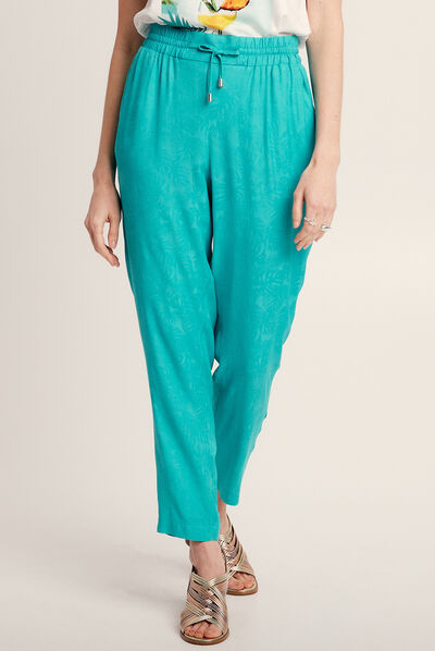 Pantalon flou fluide vert femme