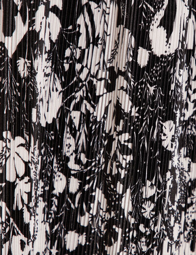 Robe évasée plissée noir femme