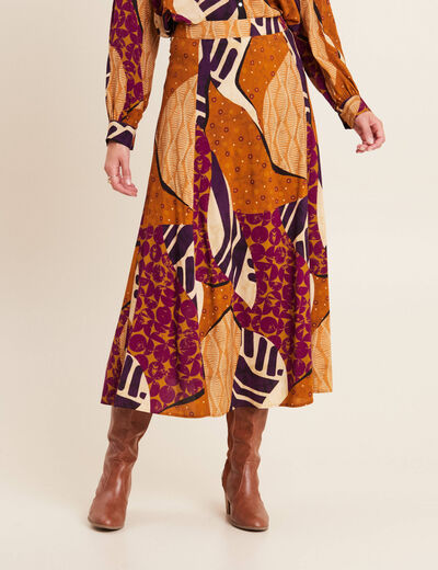Jupe longue évasée multicolore femme