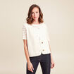 Gilet sans manches sans col ecru femme