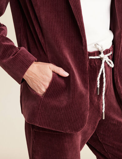 Veste tailleur velours bordeaux femme