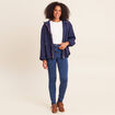 Parka ample doubl&eacute;e avec capuche bleu marine femme