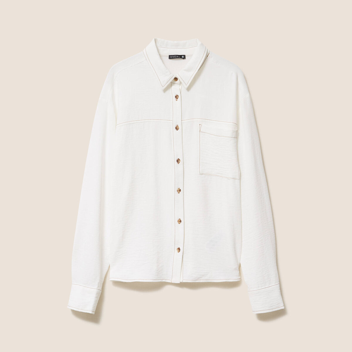Chemise fluide manches longues ecru femme