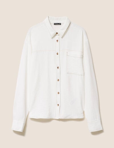 Chemise fluide manches longues ecru femme