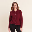Veste col chemise manches longues bordeaux femme