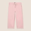 Pantacourt large taille haute rose pastel femme