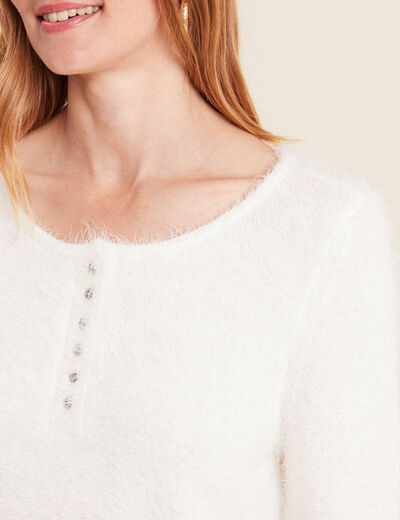 Pull manches longues ecru femme
