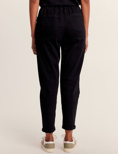 Pantalon coupe droite à coulisse vert foncé femme