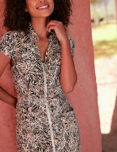 Robe droite zippée noir femme