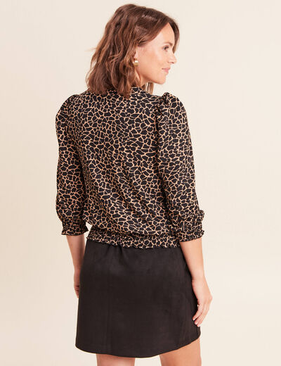 T-shirt manches 3/4 noir femme