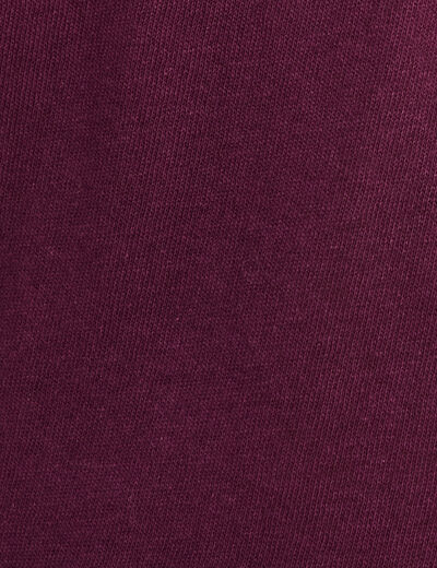 T-shirt manches courtes col en V violet foncé femme