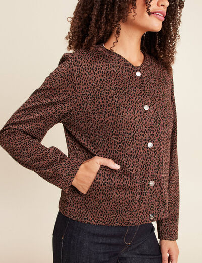 Veste doubl&eacute;e marron femme
