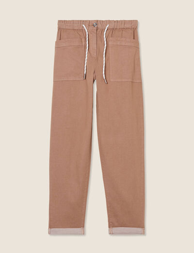 Pantalon coupe mom 7/8&egrave;me taupe femme