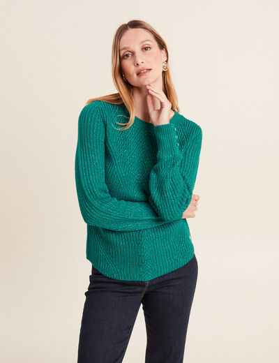 Pull manches longues vert canard femme