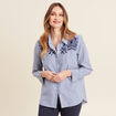 Chemise manches longues brodée bleu femme