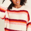 Pull col rond orange femme