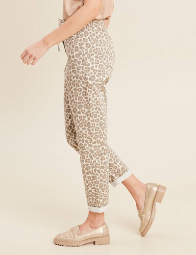 Pantalon coupe mom 7/8&egrave;me blanc femme
