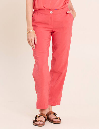 Pantalon chino large 7/8&egrave;me rouge femme