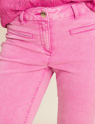Jean droit 7/8ème rose fushia femme