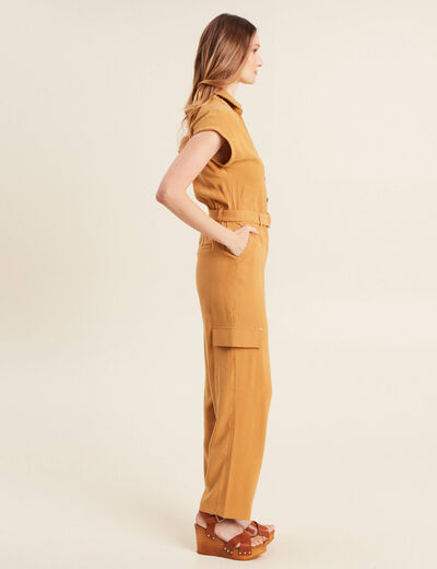 Combinaison pantalon fluide camel femme