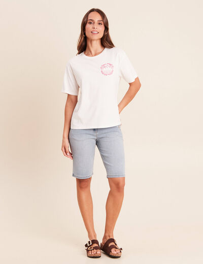 Bermuda ajust&eacute; denim double stone femme