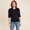 Pull manches courtes bleu foncé femme