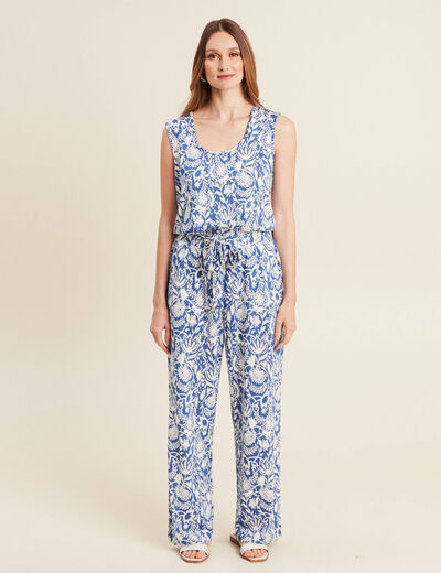 Combinaison pantalon droite bleu femme